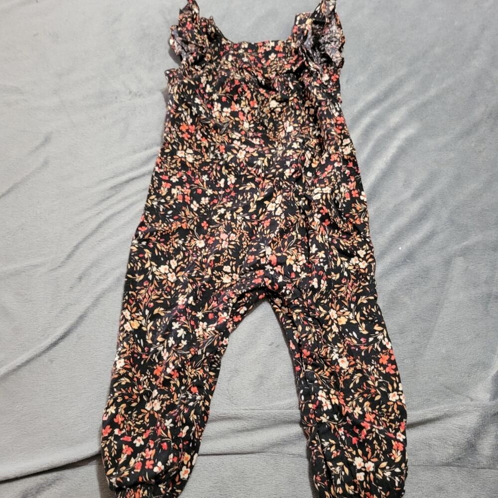 Old Navy Jumpsuits Girls Size 18 Months Black Floral Sleeveless Ruffle One Piece